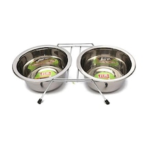 Flip Kedi Ve Köpekler İçin Paslanmaz Çelik İkili Mama Ve Su Kabı 2x240ml