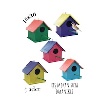 Ncy Ahşap Kuş Yuvası Kuş Evi Dış Mekan Suya Dayanıklı 5 Adet 15 x 15 x 20 CM