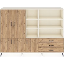 Arges Dolap 11 Raflı 3 Çekmeceli 5 Kapaklı 220x30x163 Aytaşı-çam Atlas Çam - Aytası