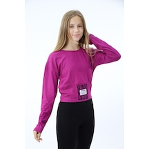 Toontoy Kız Çocuk Baskılı Sweatshirt Mürdüm