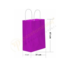 Lila Kraft Çanta Büyük Boy 31x12x41 Cm 25 Adet