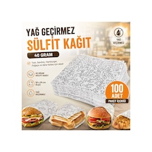 Yağ Geçirmez Sülfit Kağıt 40 Gr 50x35 Cm 100 Adet Hamburger Tost Sandviç Paketleme Kağıdı
