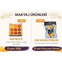 Profesyonel 9 Renk Far Paleti Ve 10 Adet Çift Taraflı Sünger Aplikatör Seti,mat, Işıltılı Ve Sedefli Tonlar,günlük, Gece Ve Özel Gün Göz Makyajı İçin Tam Set Diğer