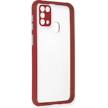 Uray Store Samsung Galaxy Uyumlu  M31 Kılıf Miami Şeffaf Silikon - Fuşya