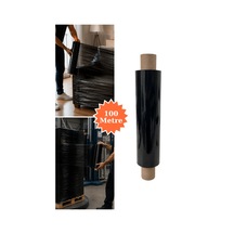 El Tipi Siyah Streç Film Mobilya Eşya Koli Palet Paket Taşıma Sarma Koruma 40 Cm X 100 M 17 Mikron