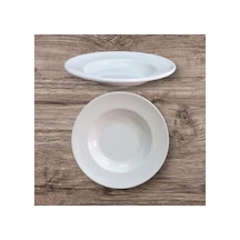 12 Adet %100 Kırılmaz Melamin Çukur Yemek Tabağı 21 Cm Ev Lokanta Tipi Porsiyon Sulu Yemek Haşlama Beyaz