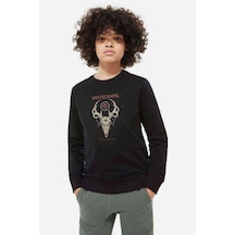 Tshirthane Whitechapel Baskılı Unisex Çocuk Siyah Sweatshirt