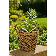 Dekoratif Yuvarlak Hasır Çamaşır Sepeti 42X35Cm Diğer