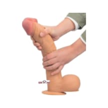 Erofoni Yeni Nesil Kaliteli Ultra Süper Realistik 34 CM Kalın Büyük Boy Dildo Vantuzlu Dev Penis