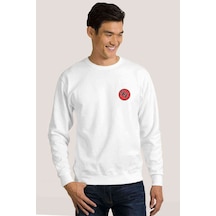 Fighters Ff Logo Baskılı Beyaz Erkek Örme Sweatshirt