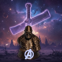 Thanos 3d Büst Figür - Sonsuzluk Eldivenli Bronz Renk Özel Tasarım 10x12cm