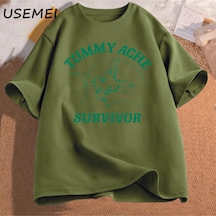 Flood Of Style Karın Ağrısı Survivor T Shirt Erkekler Kadınlar Komik Karın Ağrısı Tee Tshirt Pamuklu T-shirt Yeşil