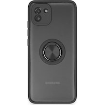 Ilkeshop Newface Samsung Galaxy Uyumlu A03 Kılıf Montreal Yüzüklü Silikon Kapak - Siyah Sıyah