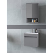 Biani Dalyan 50 Cm Banyo Dolabı Renk Mat Gri Çok Renkli
