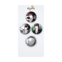 Bungou Stray Dogs Animesi Edgar Allan Poe Anime 3'lü Metal Rozet Seti 58mm İğneli Buton Çanta Yaka Rozeti Çok Renkli