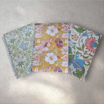 A5 Spiralli Özel Tasarım Çiçek Desenli 3'lü Çizgisiz Okul Defter Seti 13,5 X 20,5 Cm 120 Sayfa Çok Renkli