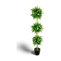Yapay Ağaç Sarı Mineli Şimşir Top Siyah Saksılı 115 30cm