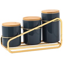 Suntek 3x Mutfak Teneke Kutu Saklama Kapları Snacks Cafe Mavi Mavi