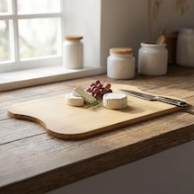 Doğal Bambu Doğrama Ve Kesme Tahtası - Kesim Panosu - 33x24x1.5 Cm Çok Amaçlı Sunum Tepsisi, Peynir Ve Et Servis Tahtası 12v