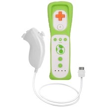 Green-2 İn 1 Nintendo Wii Nunchuk İçin Dahili Motion Plus Kablosuz Uzaktan Gamepad Denetleyicisi Joypad İle Silikon Kılıf Hareket Sensörü