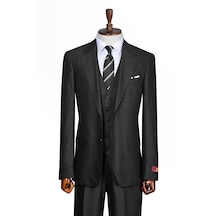 İlayda Emir Luxury, İtalyan Kesim, Slim Fit, Blazer, Çizgili, Erkek Takım Antrasit - Gri