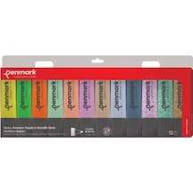 Fosforlu Kalem 12 Li Asetat Karışık Renk 3 Neon +3 Pastel + 3 Tropik +3 Simli Renkli