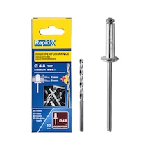 Rapid Kör Perçin Universal Alüminyum, 50 Adet Matkap Ucu Dahil, 4,8 X 12 Mm, 5000388