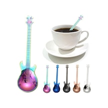 Mavi 1 Adet Paslanmaz Çelik Gitar Kaşık Gökkuşağı Kahve Ve Çay Kaşığı Sofra Takımı İçme Araçları