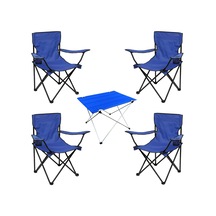 Kampçılık Savex 4'lü Bardaklı Katlanabilir Sandalye Ve Masa Seti - Mavi Dy.001