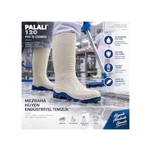 120 Beyaz Pvc Su Geçirmez İş Çizmesi Asit Baz Dirençli Kaymaz Tabanlı Gıda Hijyen Sanayi Çizmesi Palalı 120 Beyaz