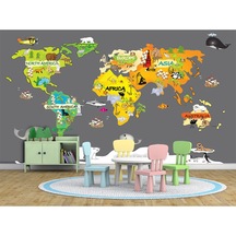 Çocuk Odalarına Özel Dünya Haritası Duvar Kağıdı