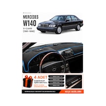 Mercedes W140 1991-1998 Uyumlu Torpido Koruma, Torpido Örtüsü, Torpido Kılıfı - Siyah-mavi - Mb018