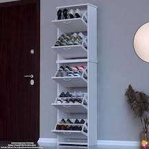Modilayn Verve Antre 52x194x26 Cm Lik 5 Düşer Kapak 10 Göz Bölmeli Ayakkabılık Beyaz