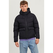 Feminist Siyah Logo Baskili Kapüsonlu Puffer Mont 77724k12238849.01 Siyah