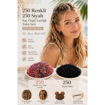 250 Adet Renkli Saç Örgü Lastiği 250 Siyah Toka Seti Lastik Toka Seti, Lastik Toka Seti, Toka Organizer, Toka, Kız Çocuk Toka Diğer