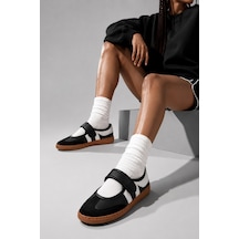 Muggo Speed Kadın Cırtlı Rahat Taban Günlük Sneaker Babet Ayakkabı Siyah