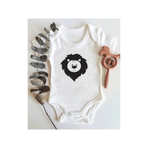 Babylimon Aslan Desenli Kısa Kol Organik Bebek Body Beyaz - 132151369 Beyaz