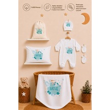 Pia Baby Erkek Bebek Yeni Doğan Hastane Çıkışı %100 Pamuk İsme Özel Tulum Seti Battaniye Yastık Kılıfı Kese 2027tybk3x Krem