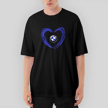 BMW Heart Logo Oversize Siyah Tişört Siyah