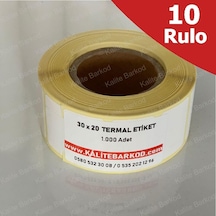 30X20 Termal Etiket 10 Rulo Barkod Etiket Kalite Barkod