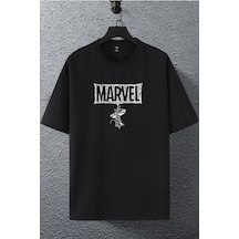 Unisex Kadın Erkek Marvel Spiderman Özel Karakter Tasarım Baskılı Oversize T-shirt 2li Kombin Siyah2 Mck2360 Siyah