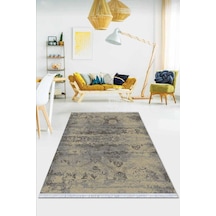 Toprak Modern Dokuma Pamuk Tabanlı Kaymaz Kilim Klm011n11