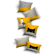 Çift Tarafı Baskılı Özel Tasarım 6lı 4lükare Ve 2lidikdörtgen Kırlent Kılıfı Seti(4k2d-kom08) Sarı - Çok Renkli Sarı - Çok Renkli