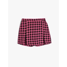 Koton Tüvit Şort Etek Pileli Beli Lastikli Kazayağı Desenli Pembe Desenli 5wkg40041aw Pembe