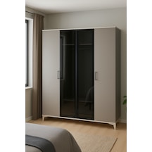 Deniz 4 Kapaklı Çekmeceli Mdf Dolap Ağaç Ayaklar