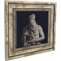 Musa'nın Hükmü Heykeli Heykeltıraş: Michelangelo Baskılı Taş Tablo 25x25