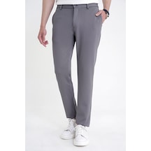 Comfort Fit Beli Lastikli Armürlü Dokuma Esnek Pamuk Gri Jogger Pantolon P 1217