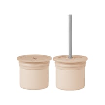 Oioi Ham+hüp Pipetli Silikon Bardak Seti Bubble Beige / Powder Grey