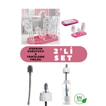 Biberon Kurutucu Ve Temizlik Fırçası 2'li Set Pembe