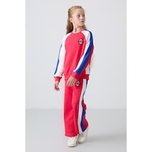 Tommylife Tommy Life Viva Kırmızı Pamuklu İçi Tüylü Yumuşak Dokulu Standart Fit Baskılı Kız Çocuk Eşofman Takım - 75165 Kırmızı